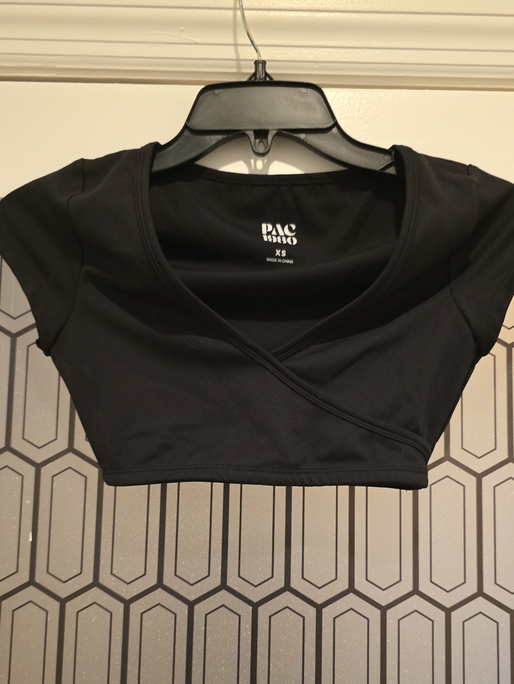 Black Wrap Crop Top - XS